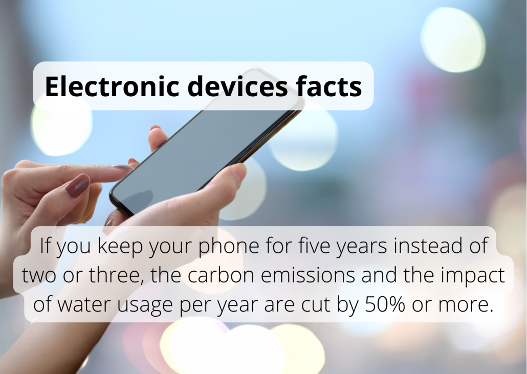 If you keep your phone for five years instead of two or three, the carbon emissions and the impact of water usage per year are cut by 50% or more.