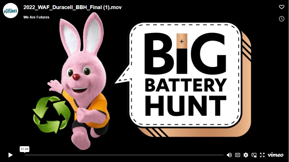 Big battery hunt, with the Duracell bunny. Part of a sustainability campaign.