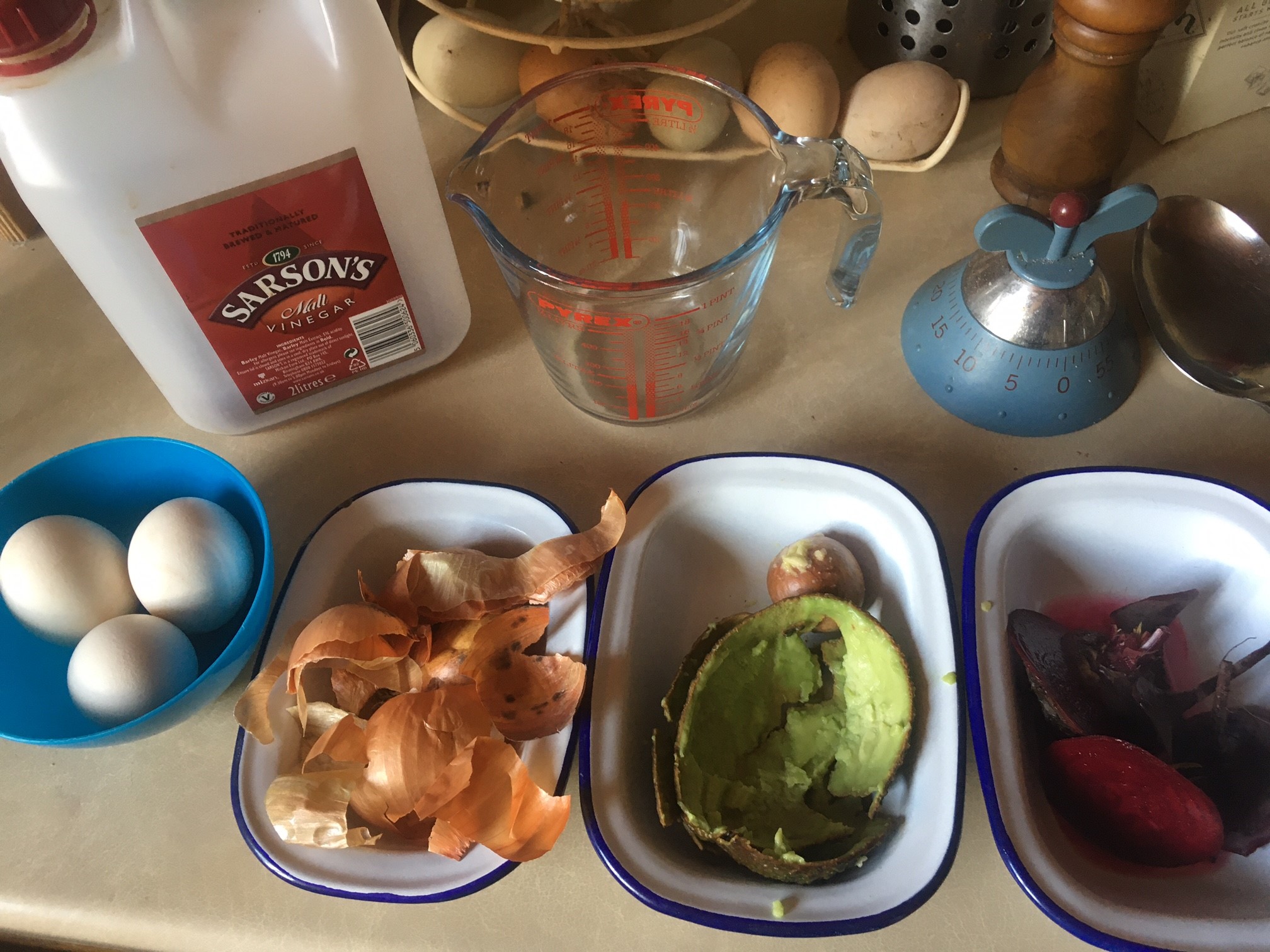 Egg dying with veg scraps