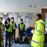Sally explains the 3Rs to a group of secondary pupils on a school trip to Pinbrook Recycling Centre