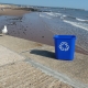 Recycling bin on beach