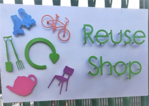 Picture of the sign at Reuse shops in Devon