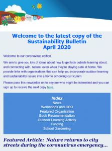 Screenshot of the Sustainability Bulletin April 2020