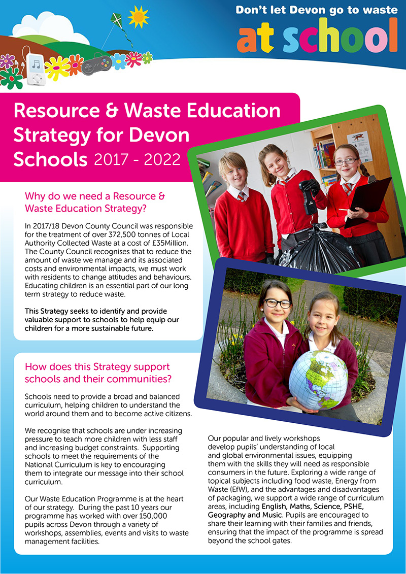 Screenshot of Resource and Waste Education strategy Summary document 2017-2022