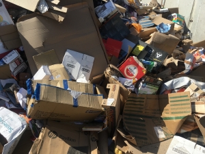 Cardboard boxes in a pile ready to be recycled