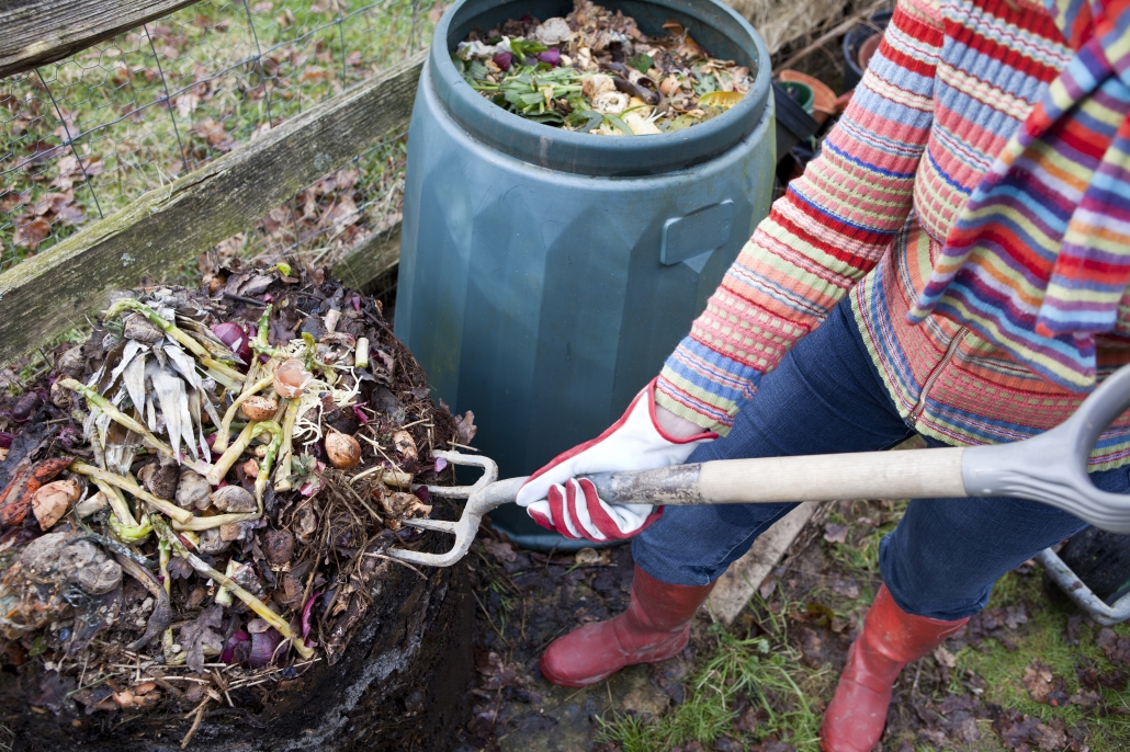 Image of compost heap and pitchfork