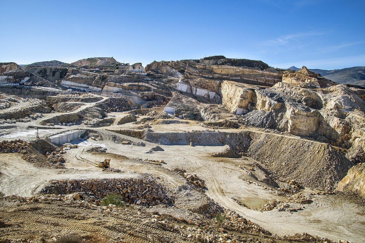 Open cast mining of marble