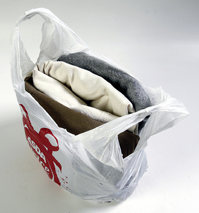 Picture of plastic bag with some clothes folded inside
