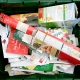 Card and paper in a green recycling box