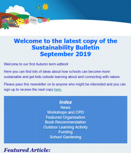 Screenshot of Sustainability bulletin from Sept 2019