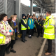 Waste Educator Sally with a school group on a tour of Pinbrook Recycling Centre