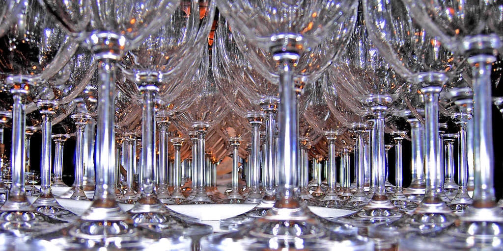 Wine glasses in a row
